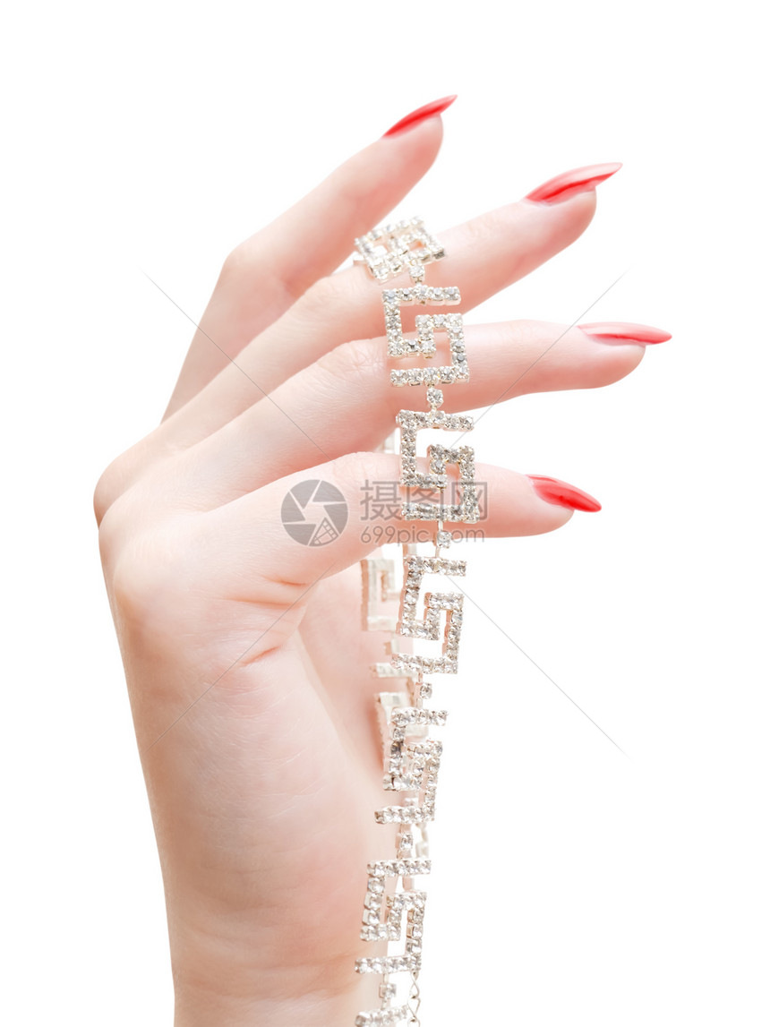 珠宝闪光手指首饰美甲手镯指甲项链魅力宝石女性化图片