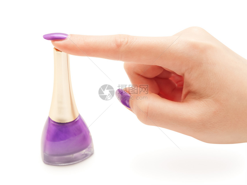 指甲油化妆品手指瓶子指甲卫生魅力红色棕榈抛光小瓶图片