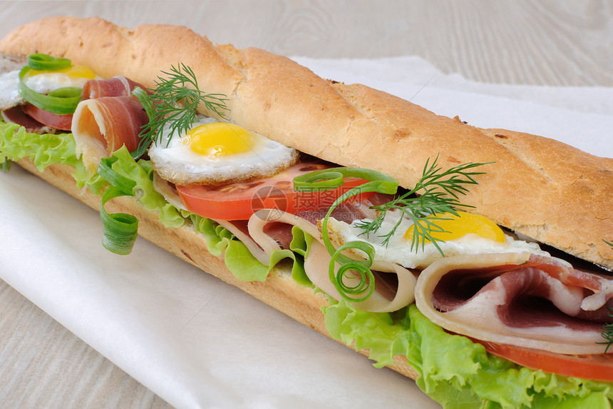 大三明治加火腿 番茄和梨蛋午餐洋葱整理倾向美味自助餐嗜好平衡饮食面包图片