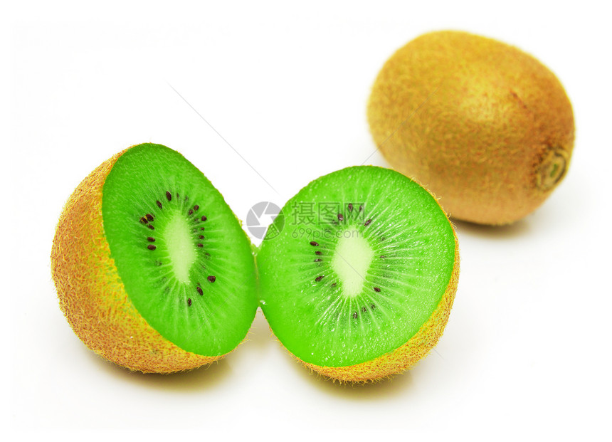 白色背景的kiwi食物反射绿色奇异果香气水果蔬菜图片