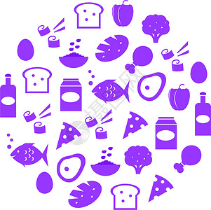 可食用紫色抽象 食物图标孤立在白色上设计图片