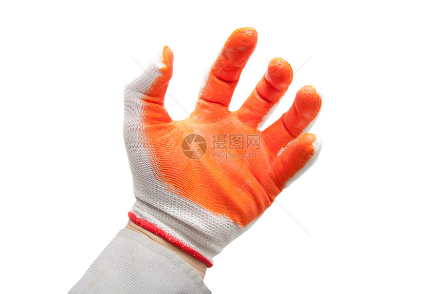 手戴手套皮革财产场地工具劳动预防木匠黄色安全打扫图片