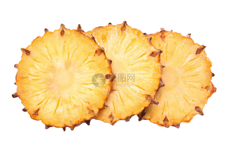 白色背景上的切片菠萝美味肉质水果营养食物果皮图片