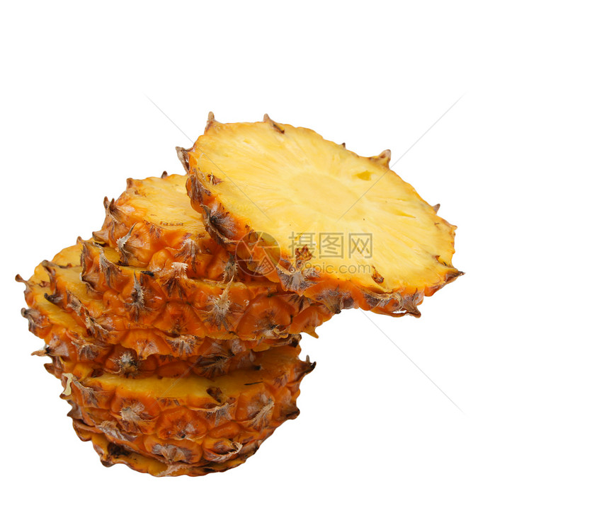 白色背景上的切片菠萝食物热带甜点果味饮食工作室情调皮肤水果异国图片