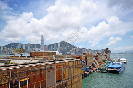 码头玻璃香港市中心经济顶峰假期场景摩天大楼景观金融旅行码头背景