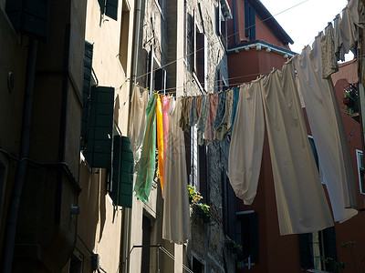 维加拉科在圣马可区洗衣服干燥 在圣马可区城市景观街道房子建筑衣绳大厦观光商业洗衣店背景