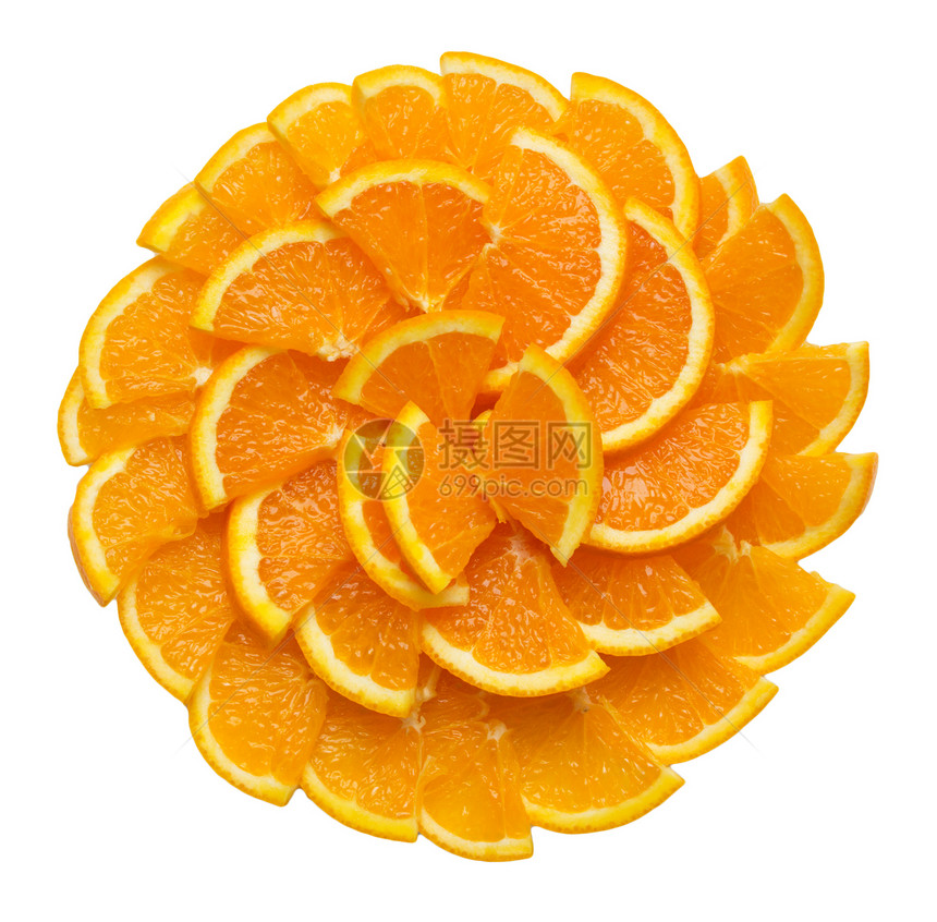 白底的切橙子白色热带水果圆形饮食小吃团体食物皮肤图片