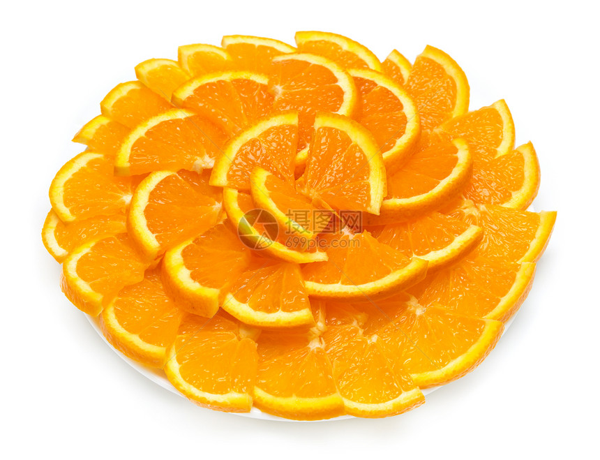 白底的切橙子白色饮食团体水果热带圆形食物皮肤小吃图片