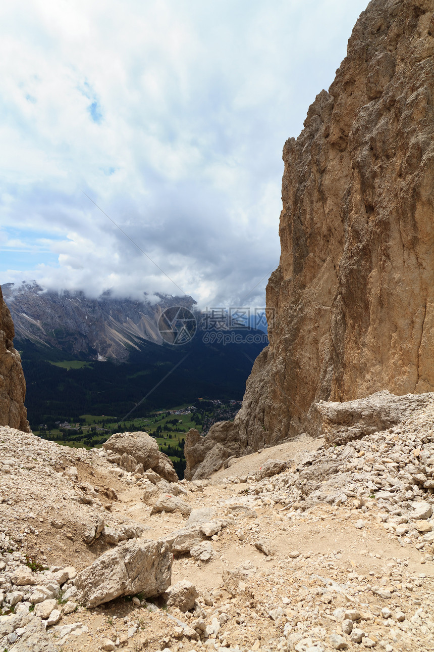 通行证     意大利多洛米特人悬崖登山公园山脉人行道峡谷首脑远足旅游假期图片