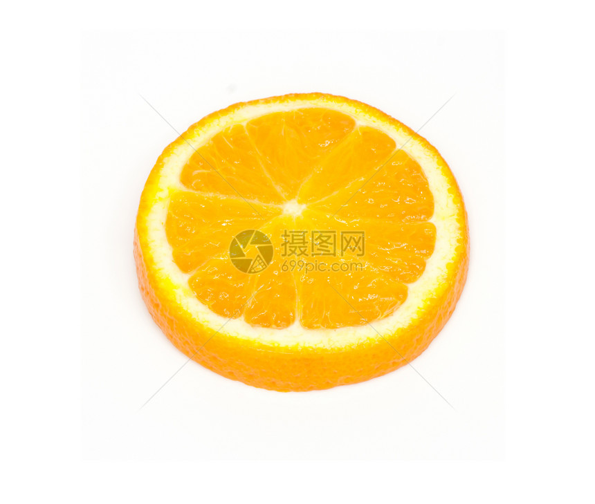 橙色的切片 白上隔离食物橙子活力水果白色饮食宏观圆形果汁黄色图片