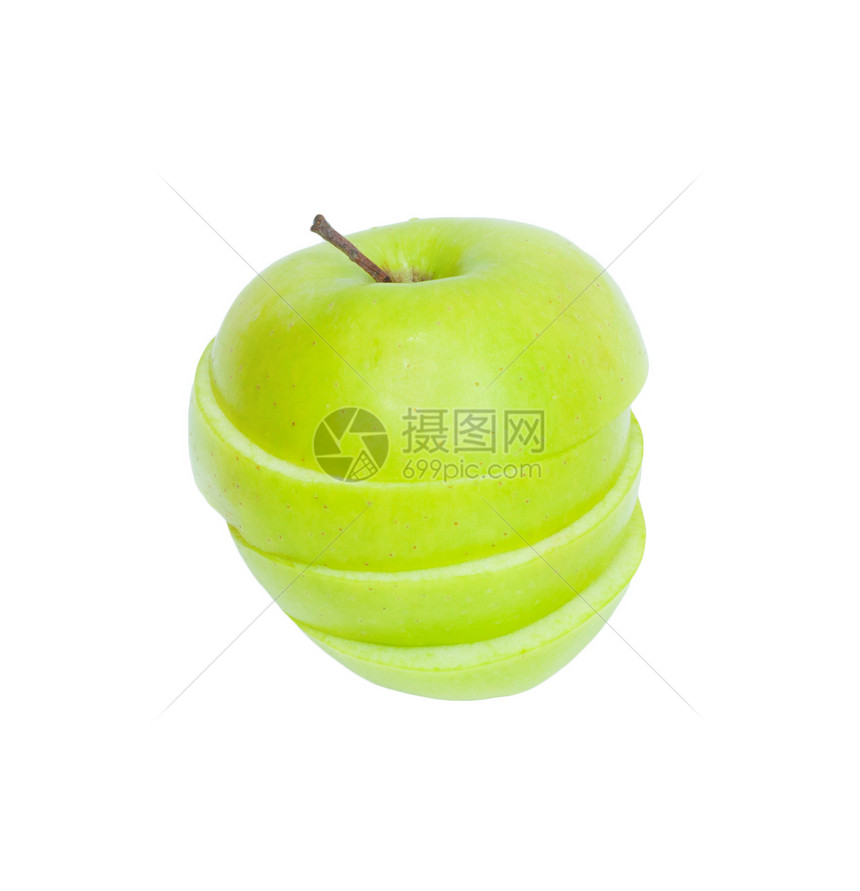 白上孤立的绿苹果食物果味水果小吃养分饮食图片