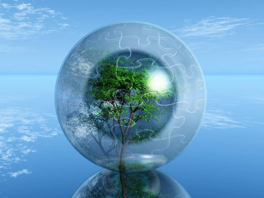 泡泡拼图中的一棵树植物活动牧歌生态保险柜床单叶子环境植物群国家图片