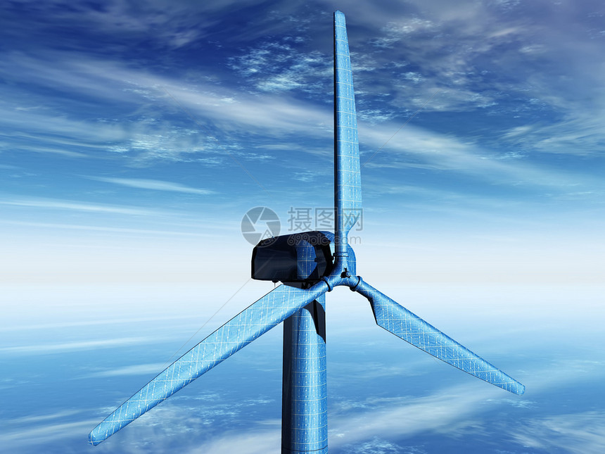 太阳能电池中的风力涡轮机图片