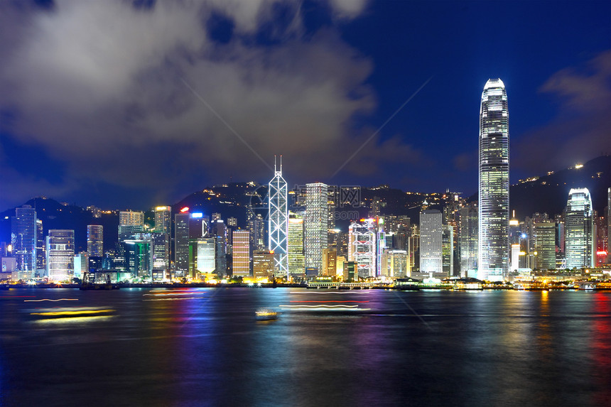 香港夜市天际景观城市照片辉光高层中心蓝色港口旅游天空图片