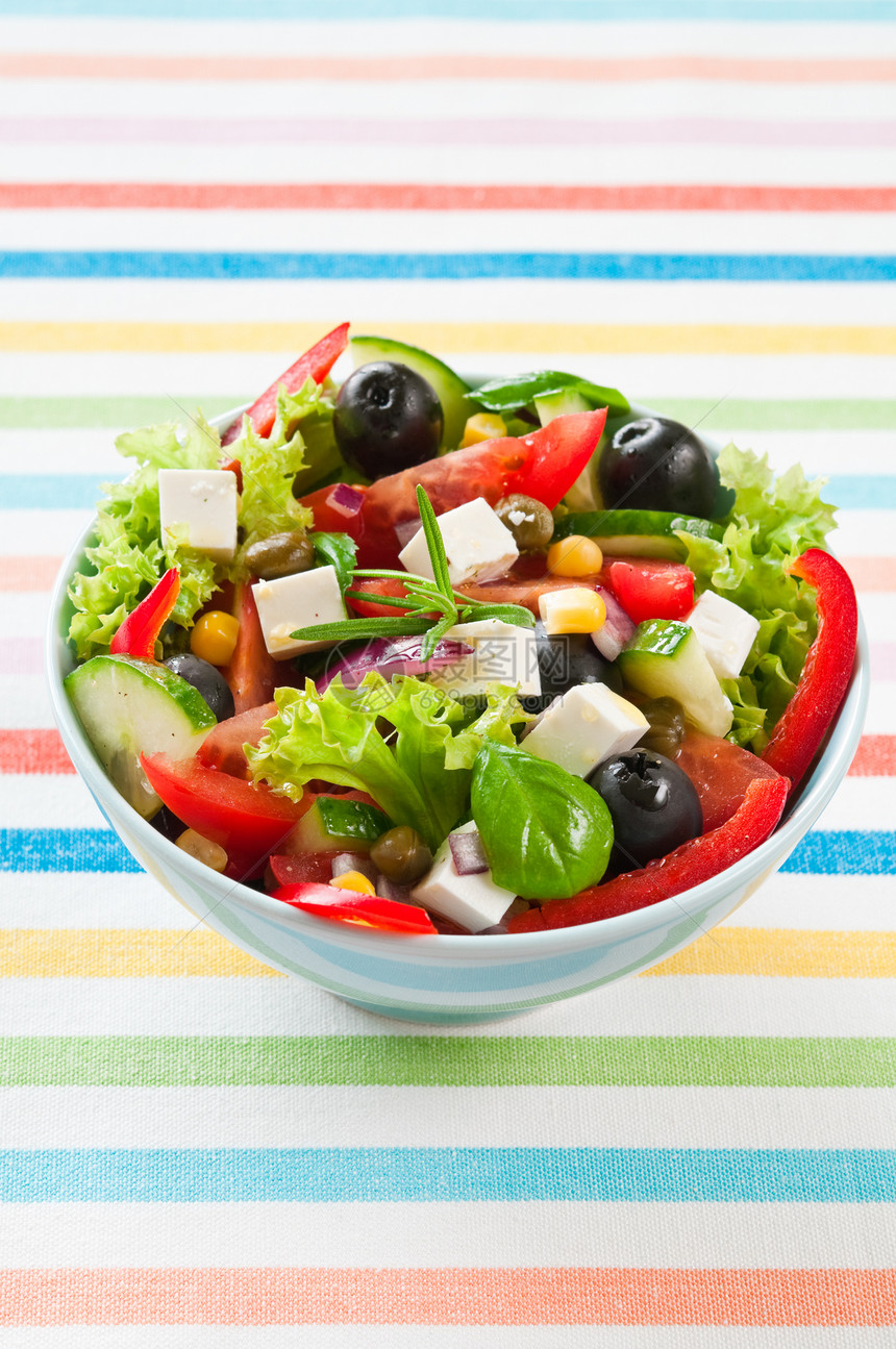 希腊沙拉黄瓜叶子饮食午餐蔬菜食物洋葱美食胡椒迷迭香图片