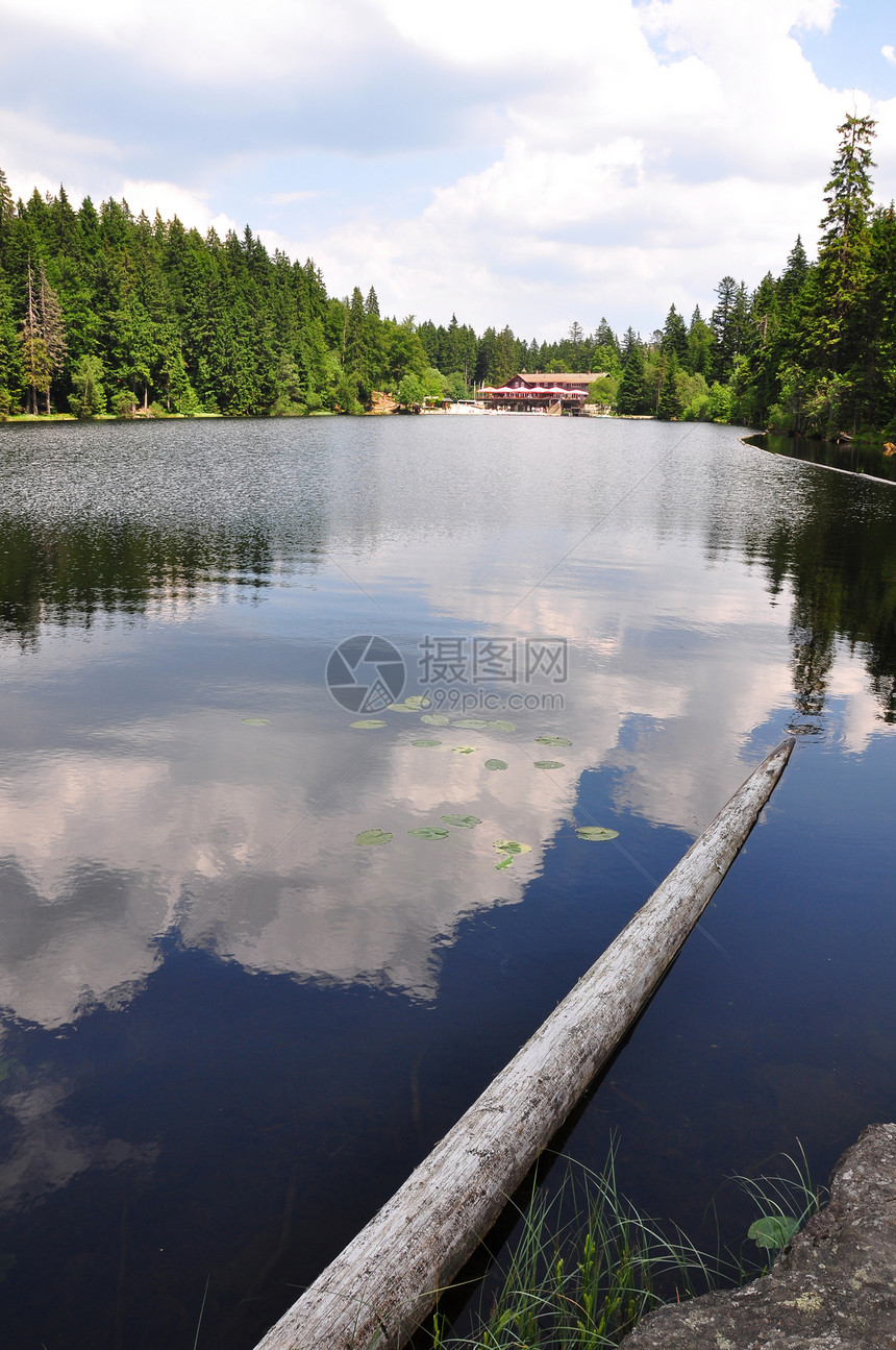 巴伐利亚的Arber湖旅行帽子建筑森林木头冰川银行荒野小屋房子图片