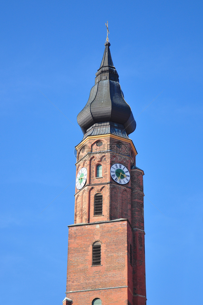 巴伐利亚斯特劳宾市蓝色建筑天空教会纪念碑旅行大教堂建筑学图片