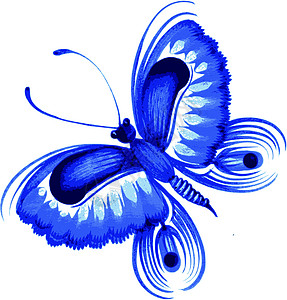 蝴蝶叶子卡通片手绘时间艺术装饰品民间水彩背景图片