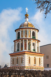 利亚教堂冬天建造高清图片