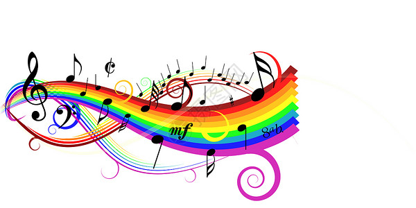 音乐彩虹素材曲线墙纸高清图片