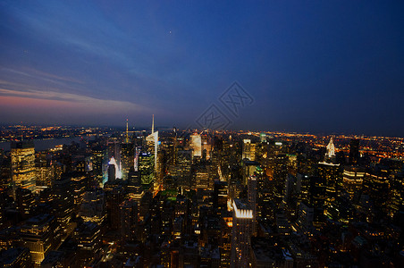 纽约男哈顿夜间达曼哈顿地标夜景旅行观光天际背景
