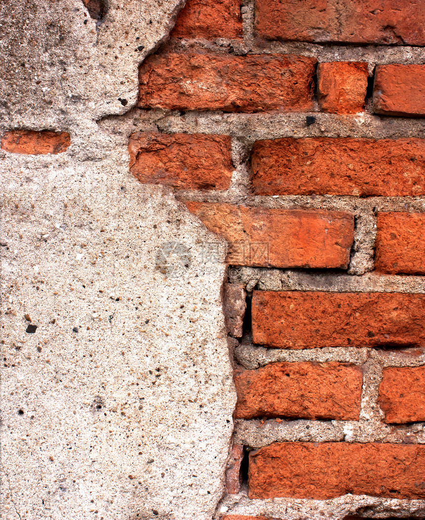 旧的红砖墙正方形砖块石膏墙纸房子建筑学染料材料黏土水泥图片
