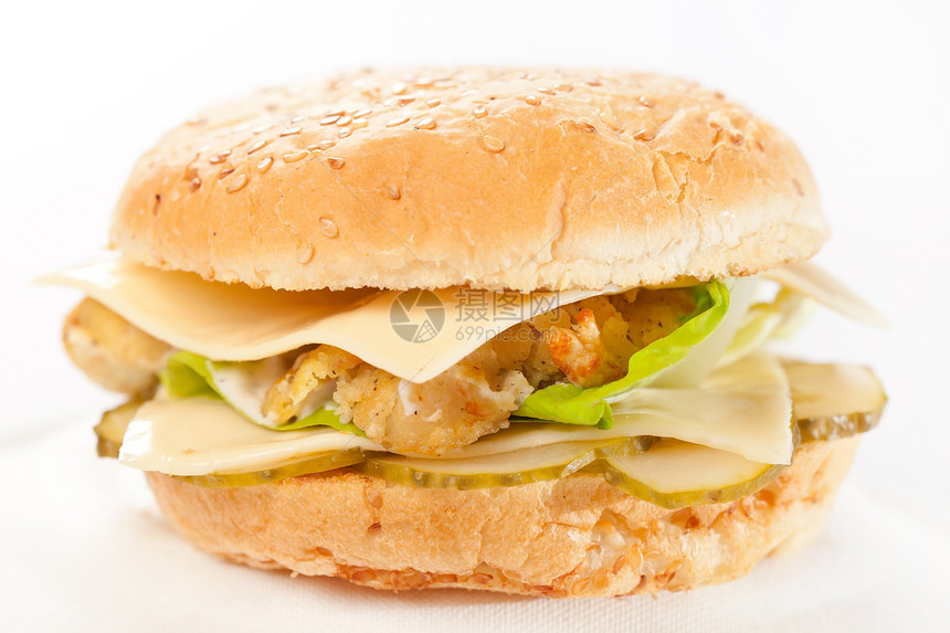 盘子里的芝士汉堡美食食物洋葱沙拉饮食芝麻蔬菜小吃面包野餐图片