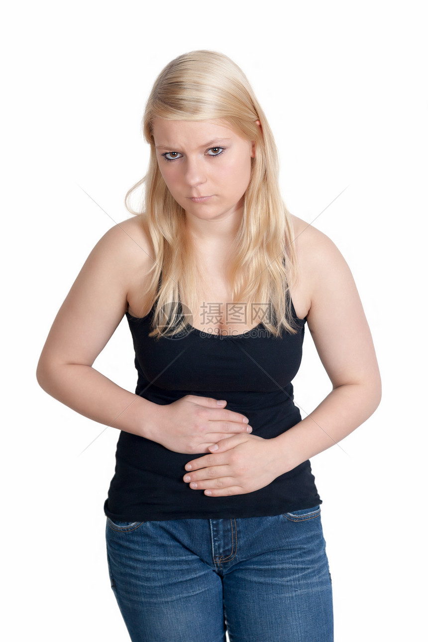 腹部金发药品胀气流感腹痛怀孕压力经期疾病剧痛图片