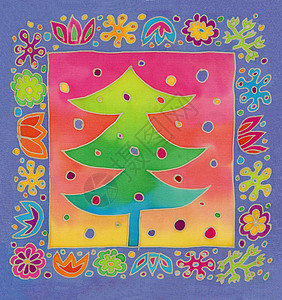 Hatik 圣诞树创造力手工丝绸图片框架纺织品礼物材料艺术织物背景图片