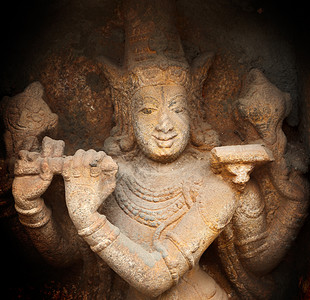克里什纳巴斯在印度寺庙的救济背景图片