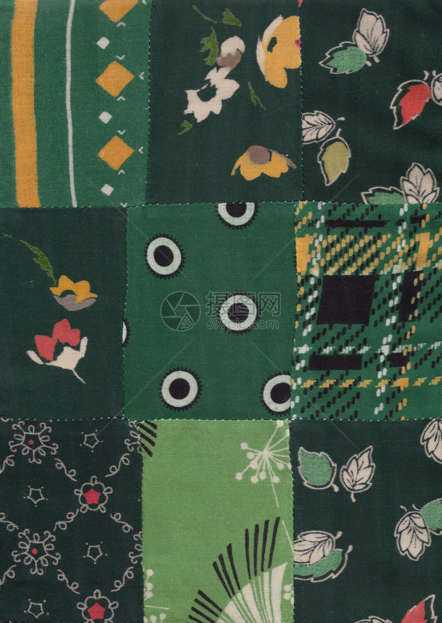 我手工制作的毛发图案童年棉布亚麻纺织品民间材料缝纫织物纪念品被子图片