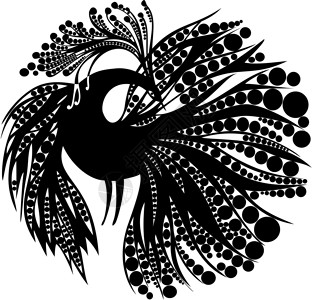 鸟尾白色插图工艺民间草图装饰品绘画背景图片