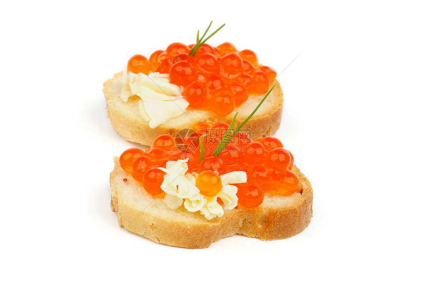 红鱼子酱饼奢华食物饮食黄油绿色小吃棕色熟食橙子面包图片