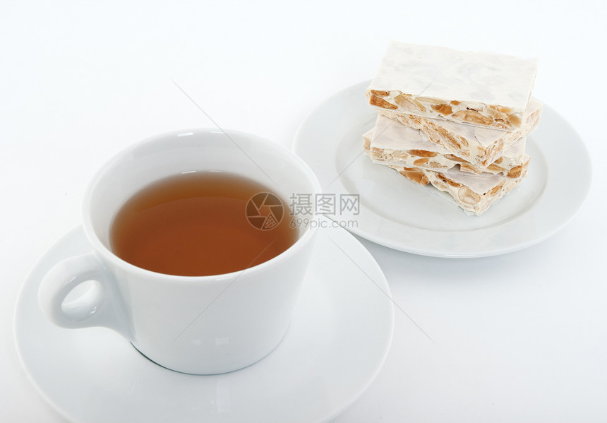 茶杯和甜点西班牙涡轮图片