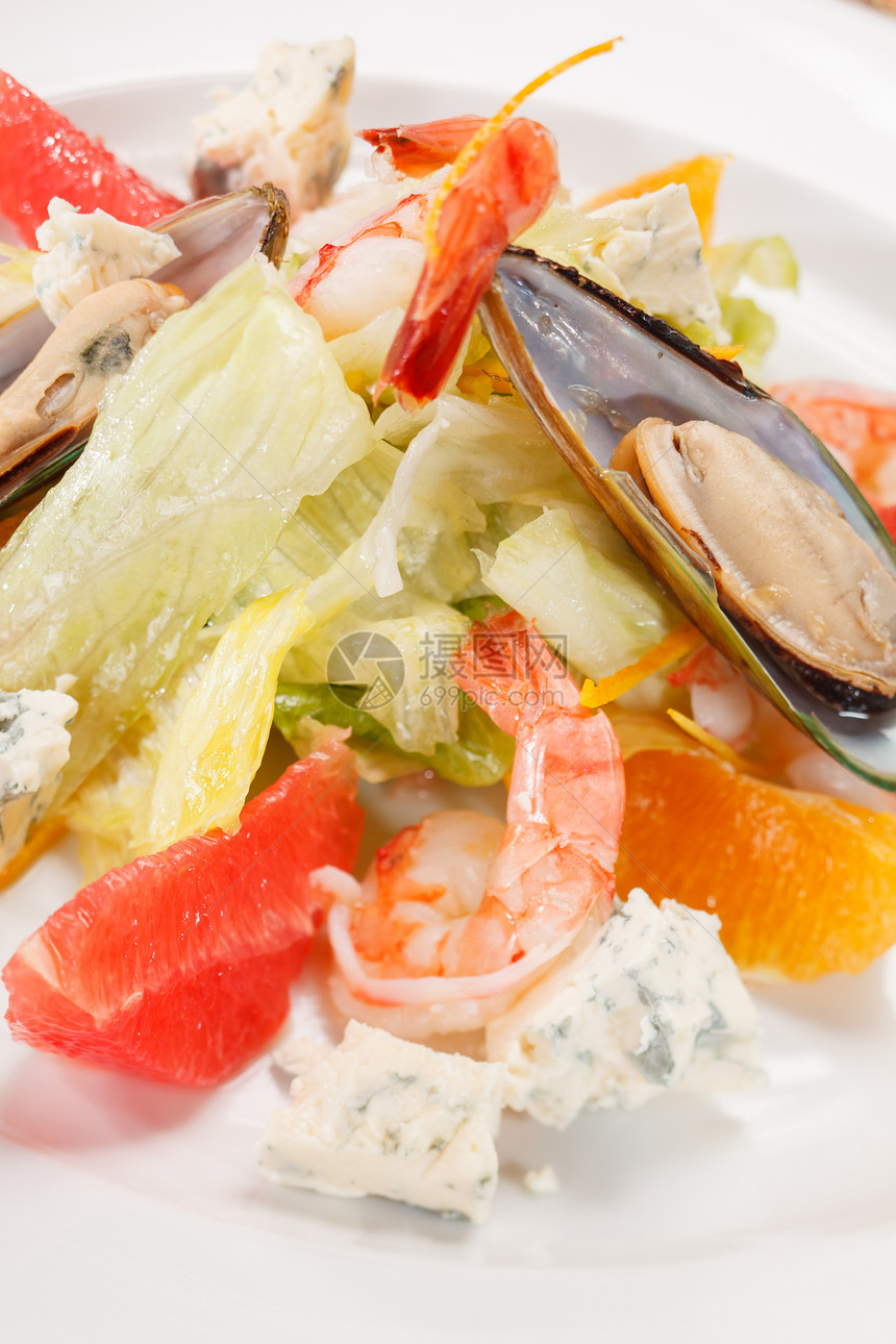 海食沙拉餐厅柚子宏观食物海鲜营养小吃胡椒叶子橙子图片