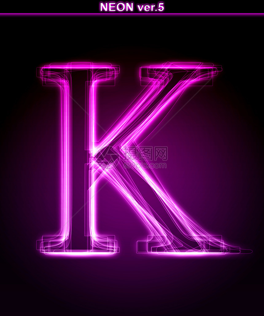 光耀字体 K 闪亮字母 K粉色英语数字艺术辉光编织力量红色高科技刻字图片