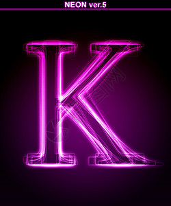 粉色数字插图光耀字体 K 闪亮字母 K粉色英语数字艺术辉光编织力量红色高科技刻字背景