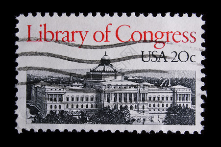 复古美国纪念邮票邮件建筑意义国家图书馆国会邮政服务背景图片