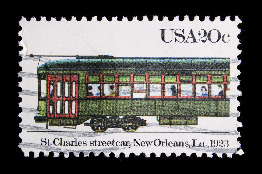 复古美国纪念邮票服务邮件电车运输意义国家邮政图片
