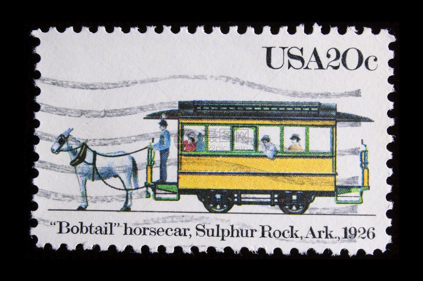 复古美国纪念邮票电车邮件运输服务国家邮政意义图片