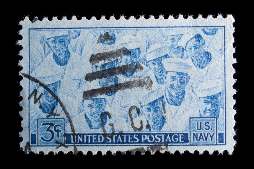 复古美国纪念邮票邮资海军纪念品蓝色历史性水手图片