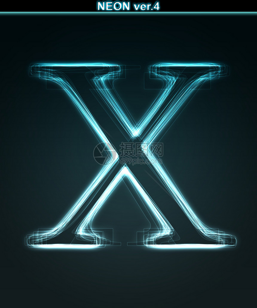 Glowin 光亮的导线字体 X 闪亮的信图片