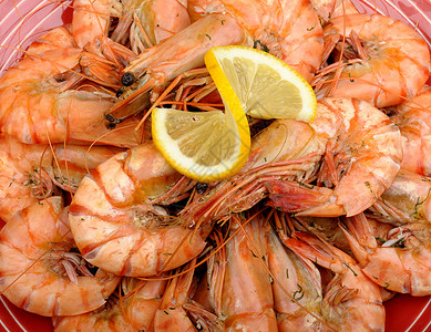 龙虾加柠檬健康海鲜食物小吃贝类背景图片
