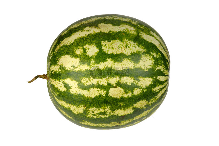 白色背景上孤立的西瓜食物水果圆形营养条纹图片