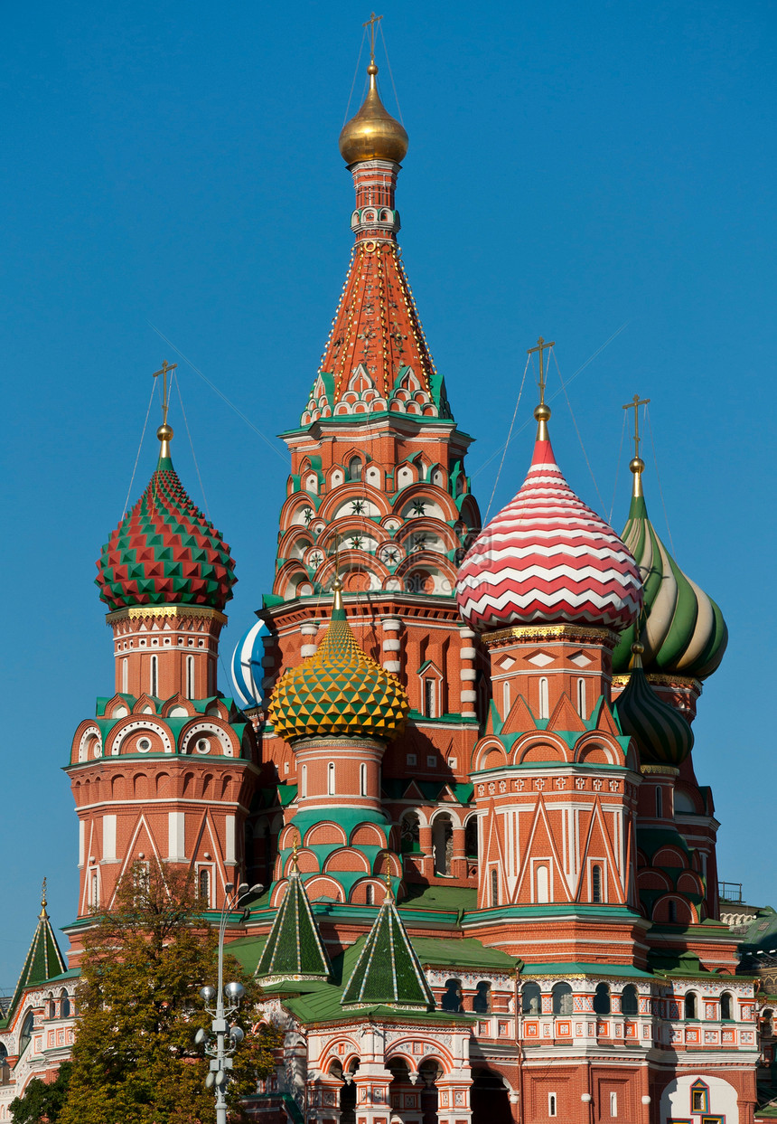 俄罗斯圣巴西尔大教堂 莫斯科天空帝国蓝色金子红色橙子建筑建筑学历史绿色图片