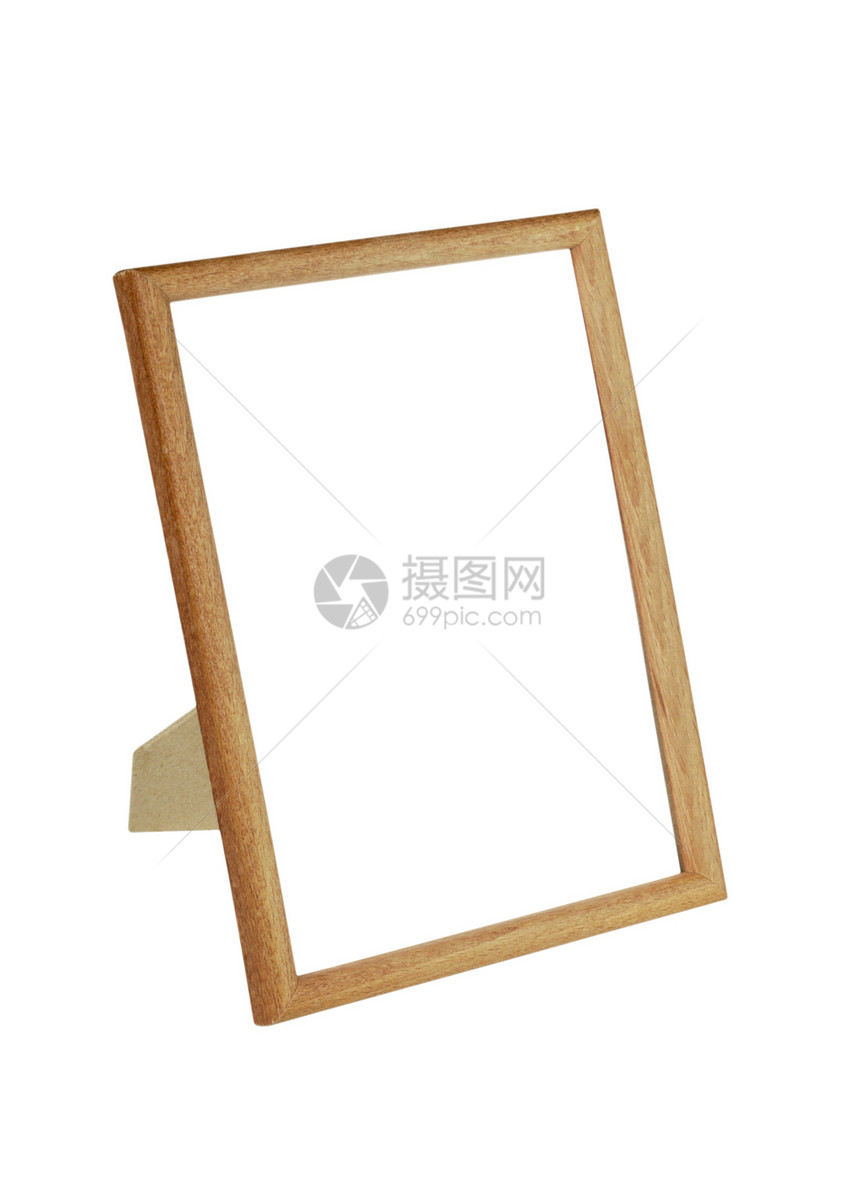 木图画框长方形棕色空白框架白色图片