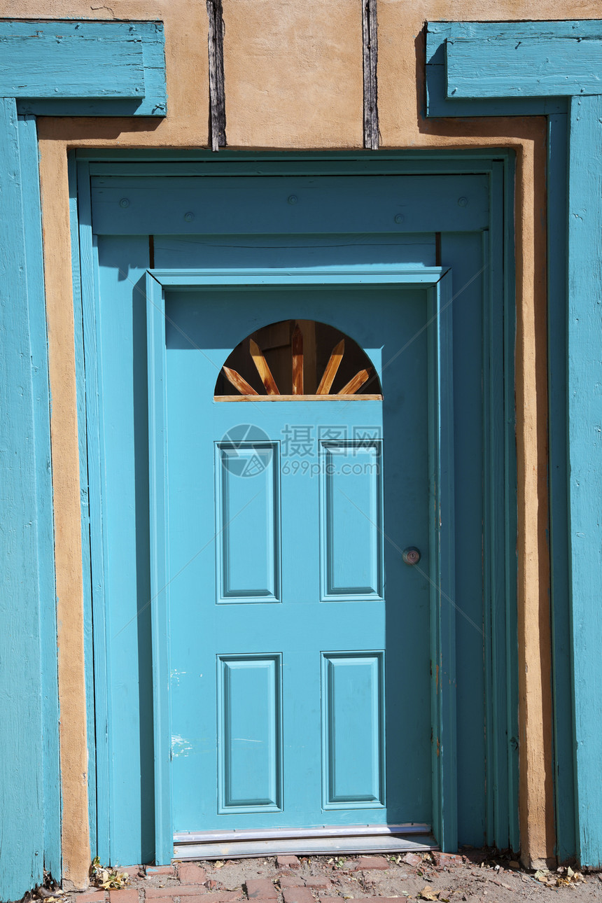 蓝门土坯蓝色建筑学房子图片