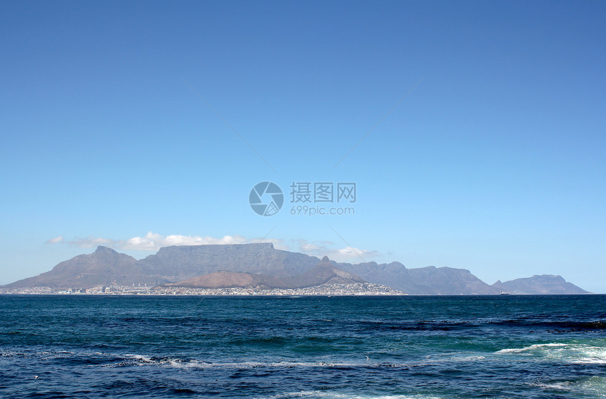 Robben岛的开普敦之景旅行天空假期蓝色城市波浪桌子海洋场景旅游图片