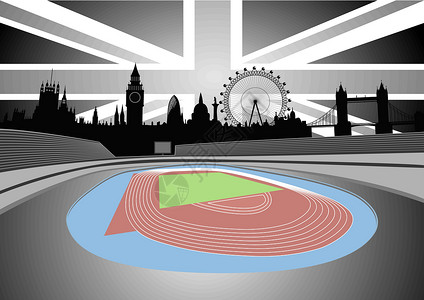 城市竞技赛带有伦敦天线的体育场插画