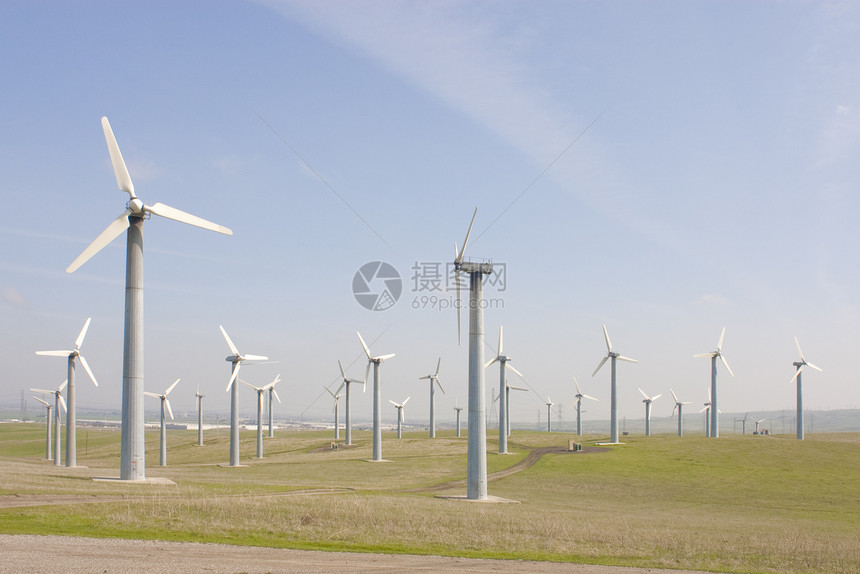 风力发电机农场活力场地资源环境金属创新旋转涡轮风车车站图片